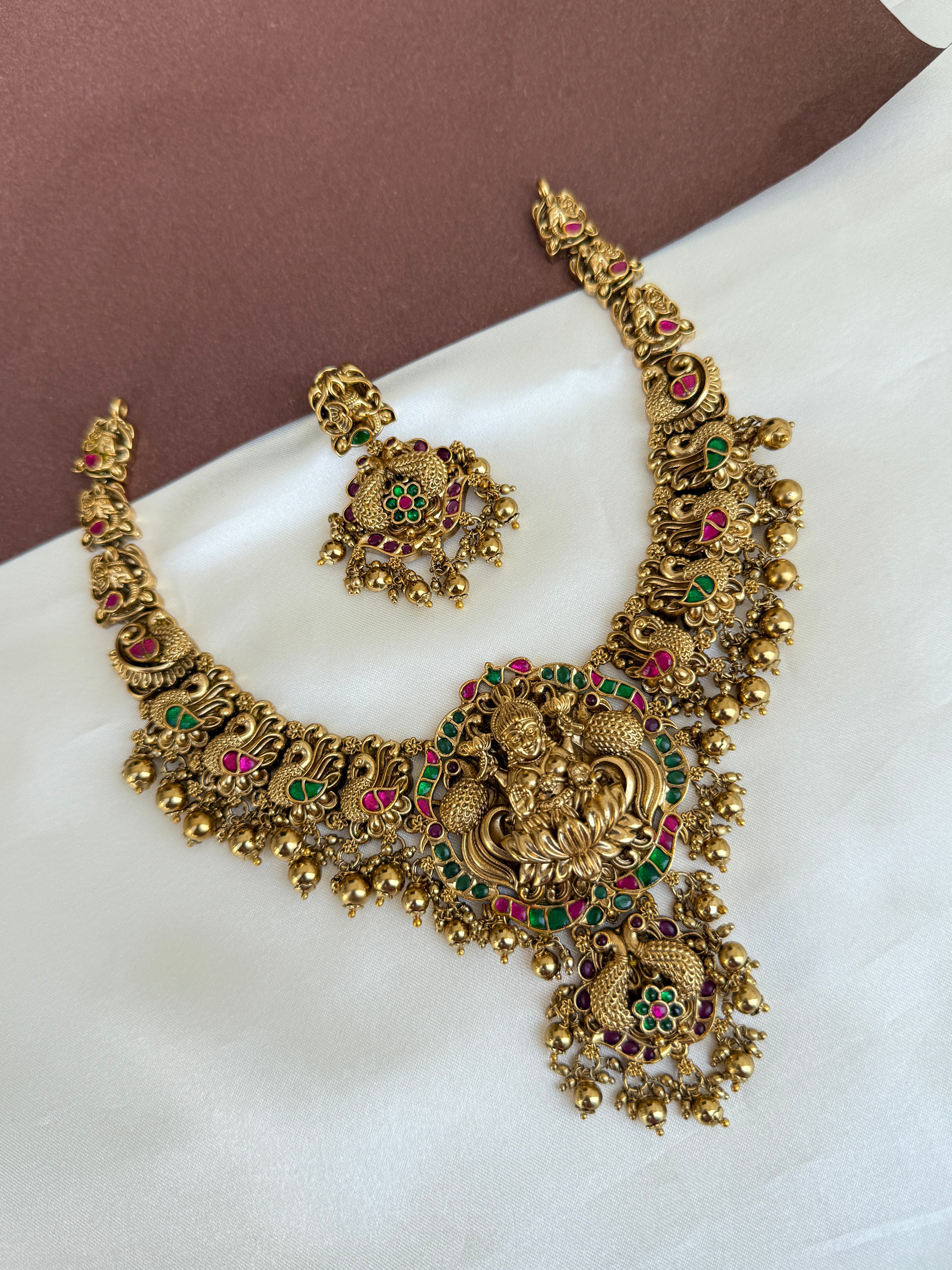 Ns583 lakshmi Devi nakshi jadau Kundan neckset