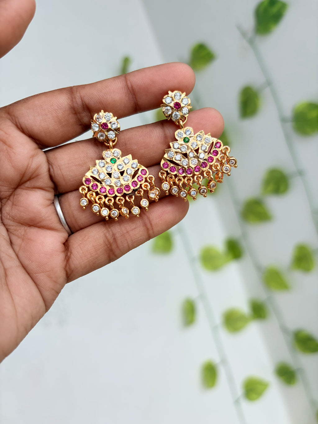 Ph641 Panchaloham Multi Chandbali back crew earrings ph641