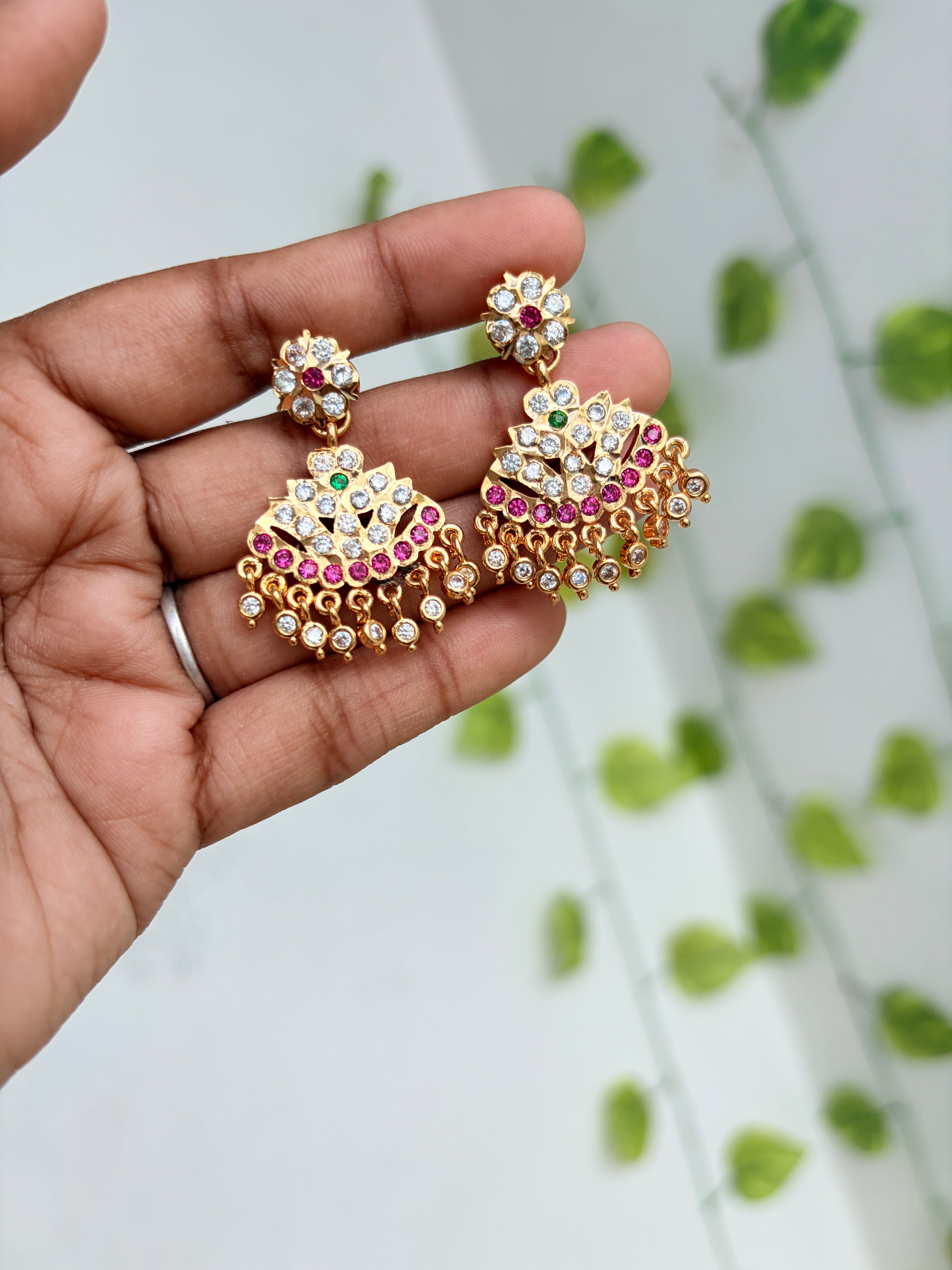 Ph641 Panchaloham Multi Chandbali back crew earrings ph641