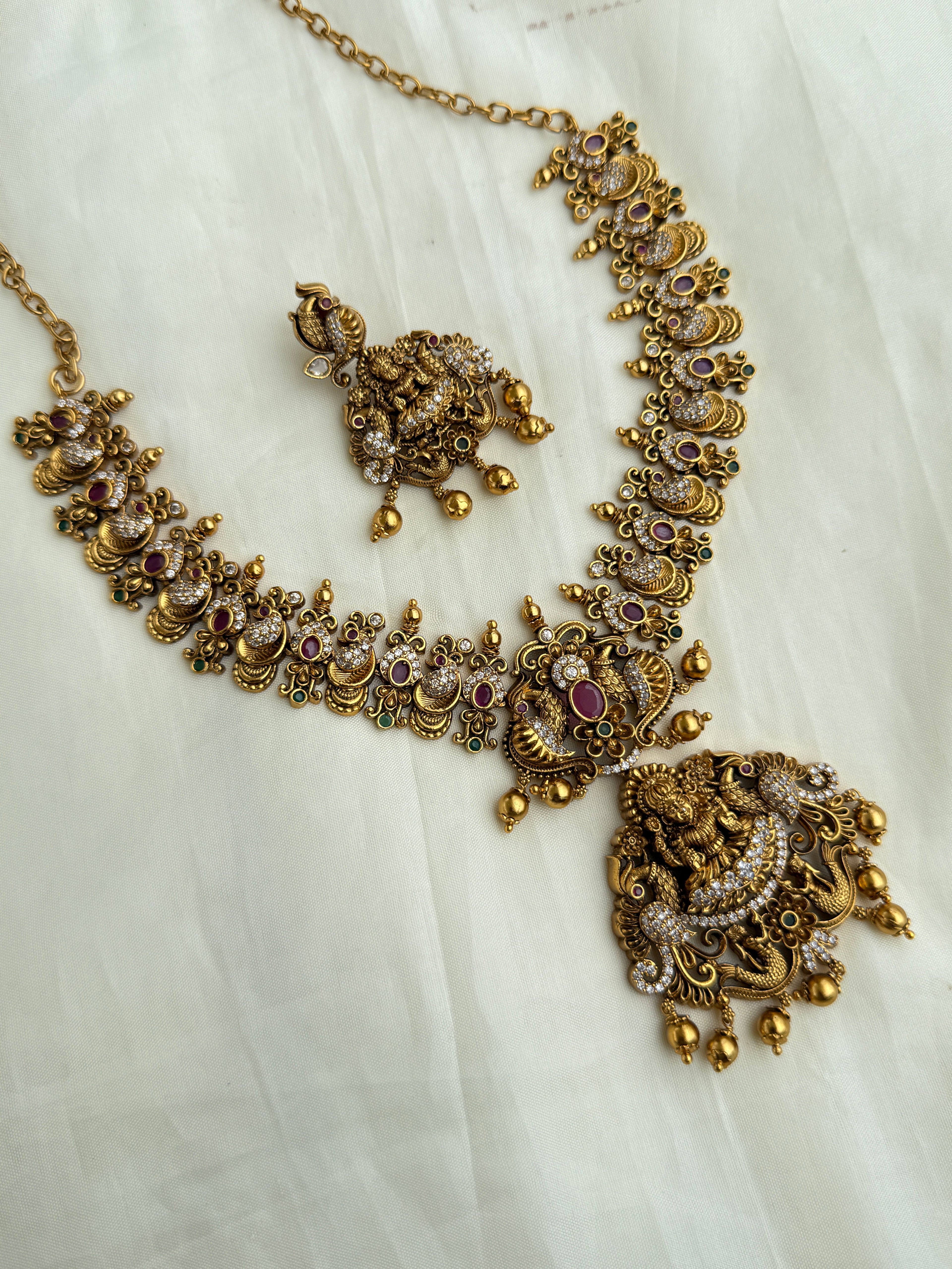 Ns314 nakshi Lakshmi devi mango neckset
