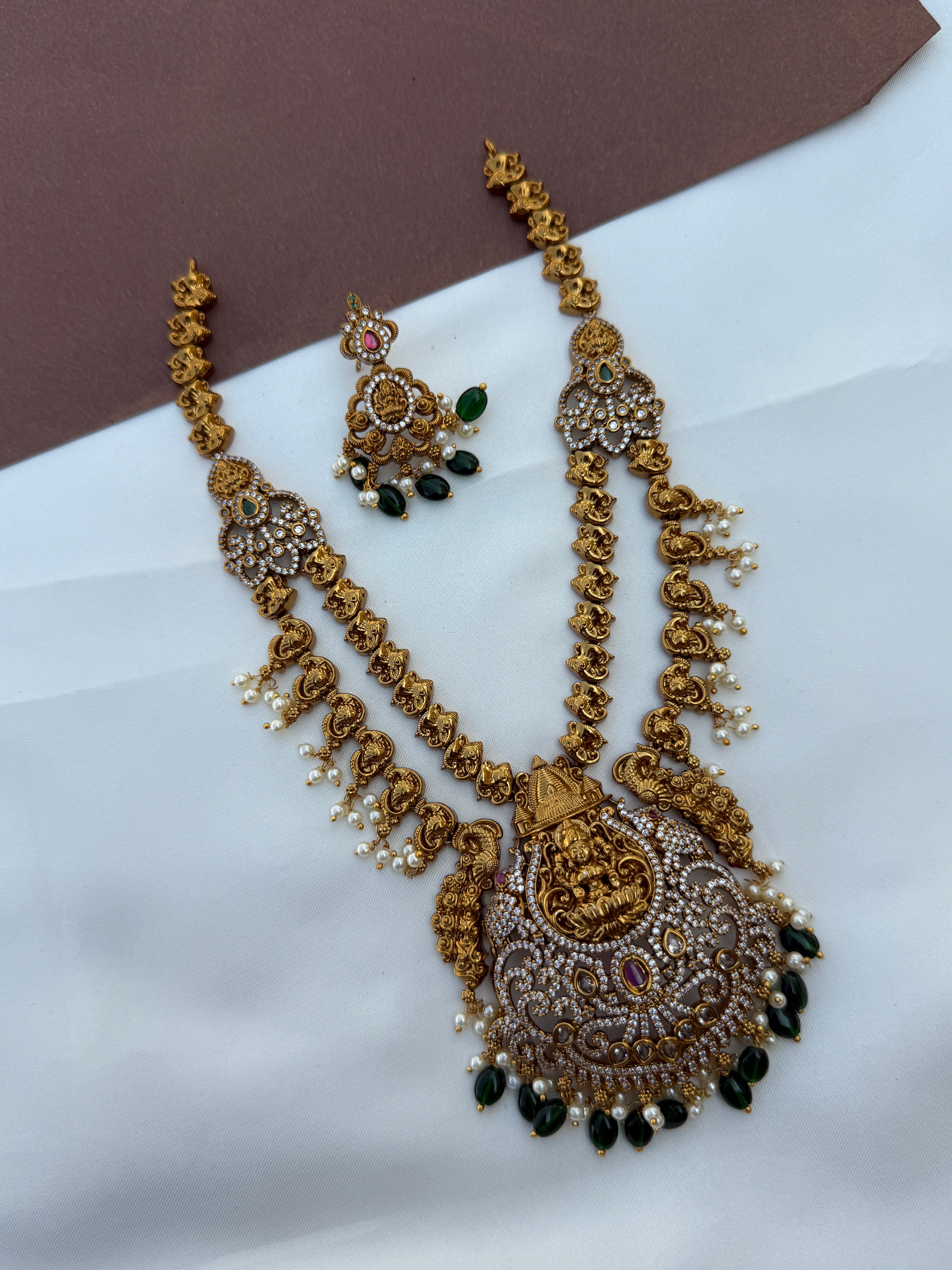 Ns585 2 layers Lakshmi devi cz neckset
