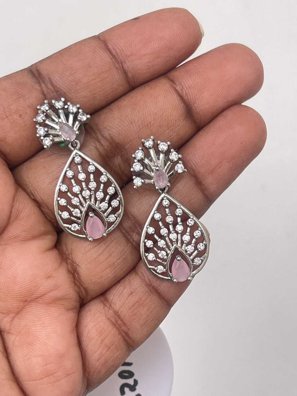 Diamond finish pink earrings