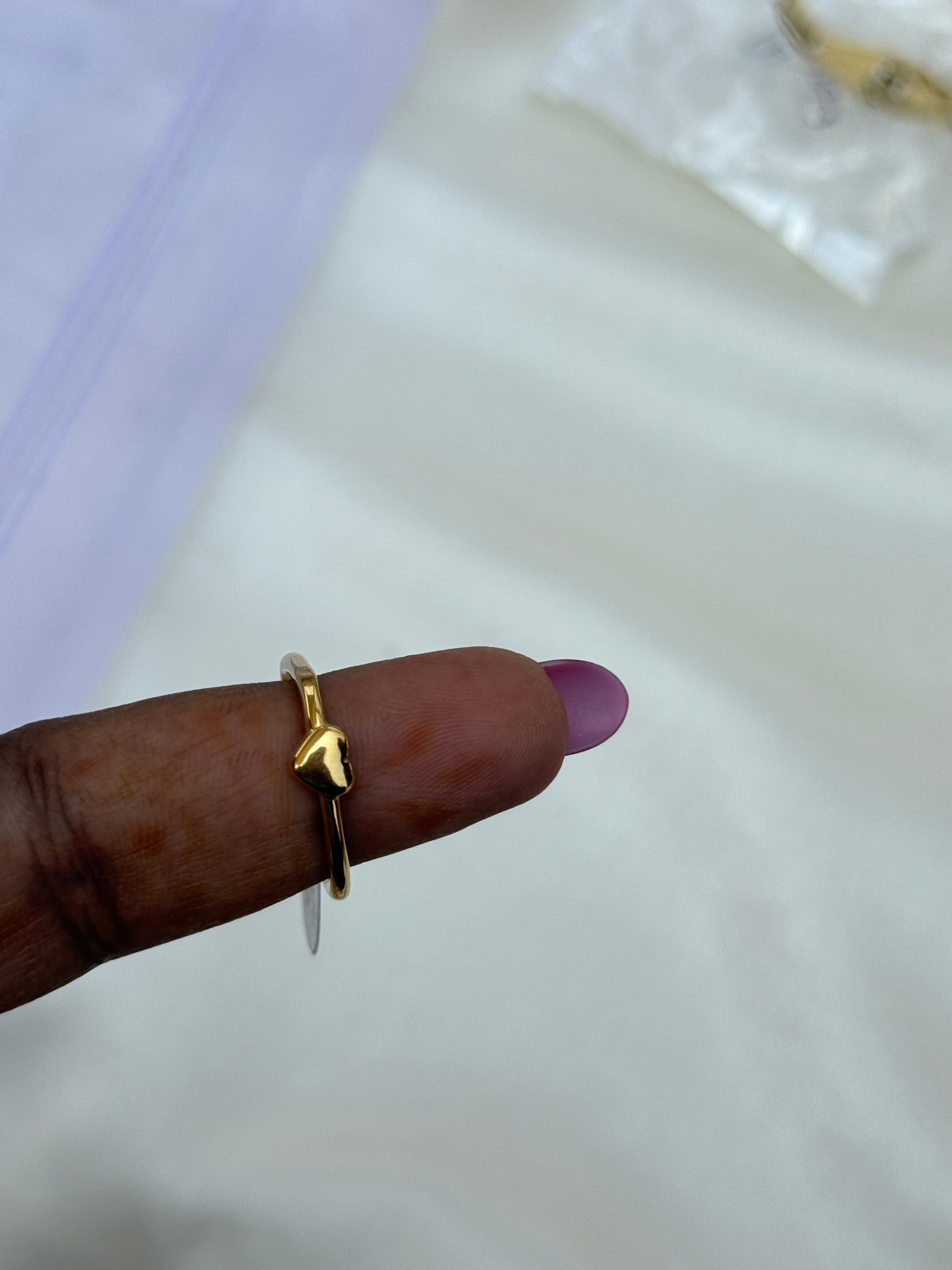 Rg052 anti tarnish square shape heart finger ring