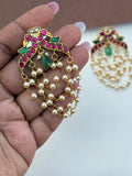 ER163 jadau kundan dual peacock chandbhali earrings