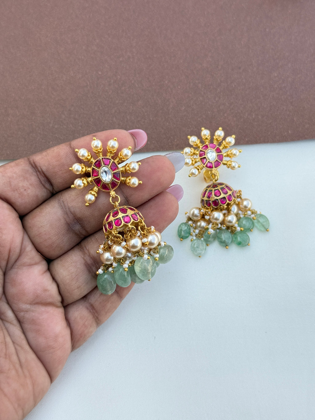 Er154 jadau kundan butta earrings