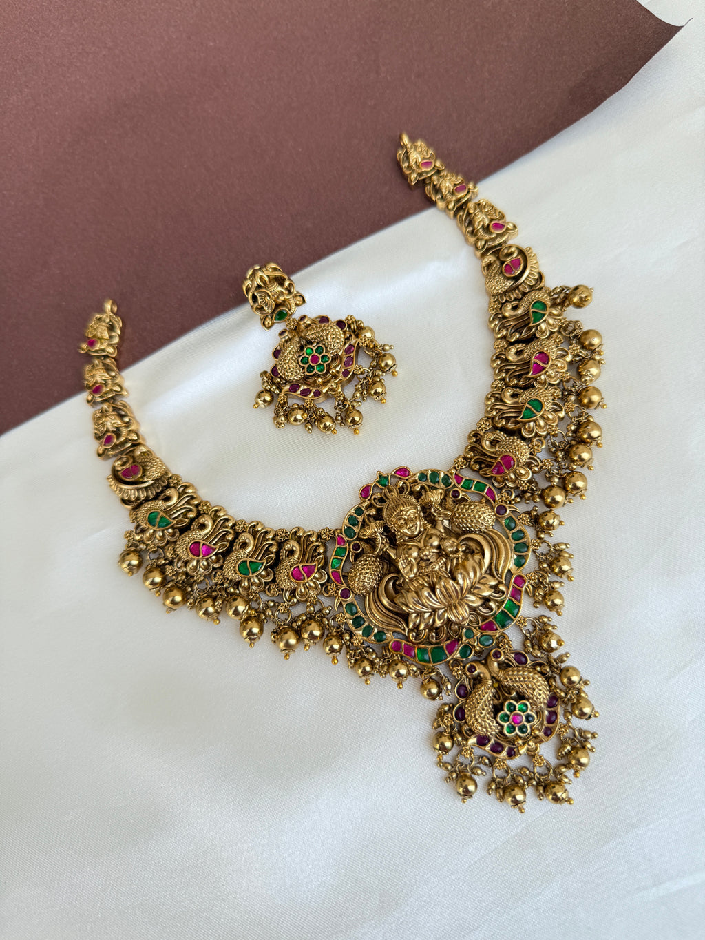 Ns583 lakshmi Devi nakshi jadau Kundan neckset