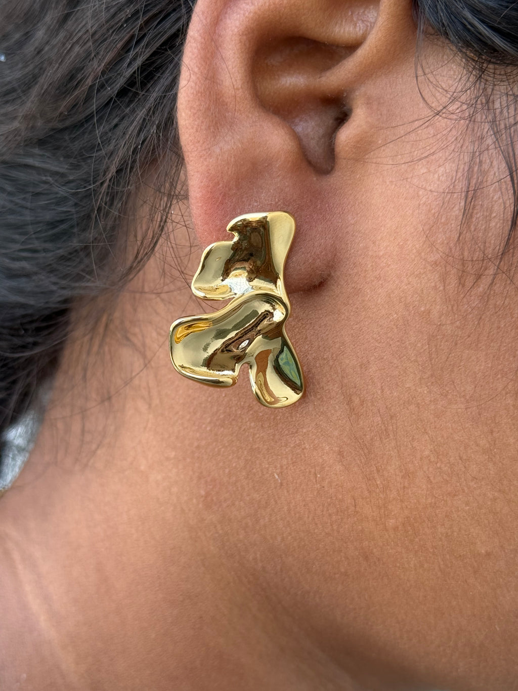 Er002 3 petals anti tarnish western earrings