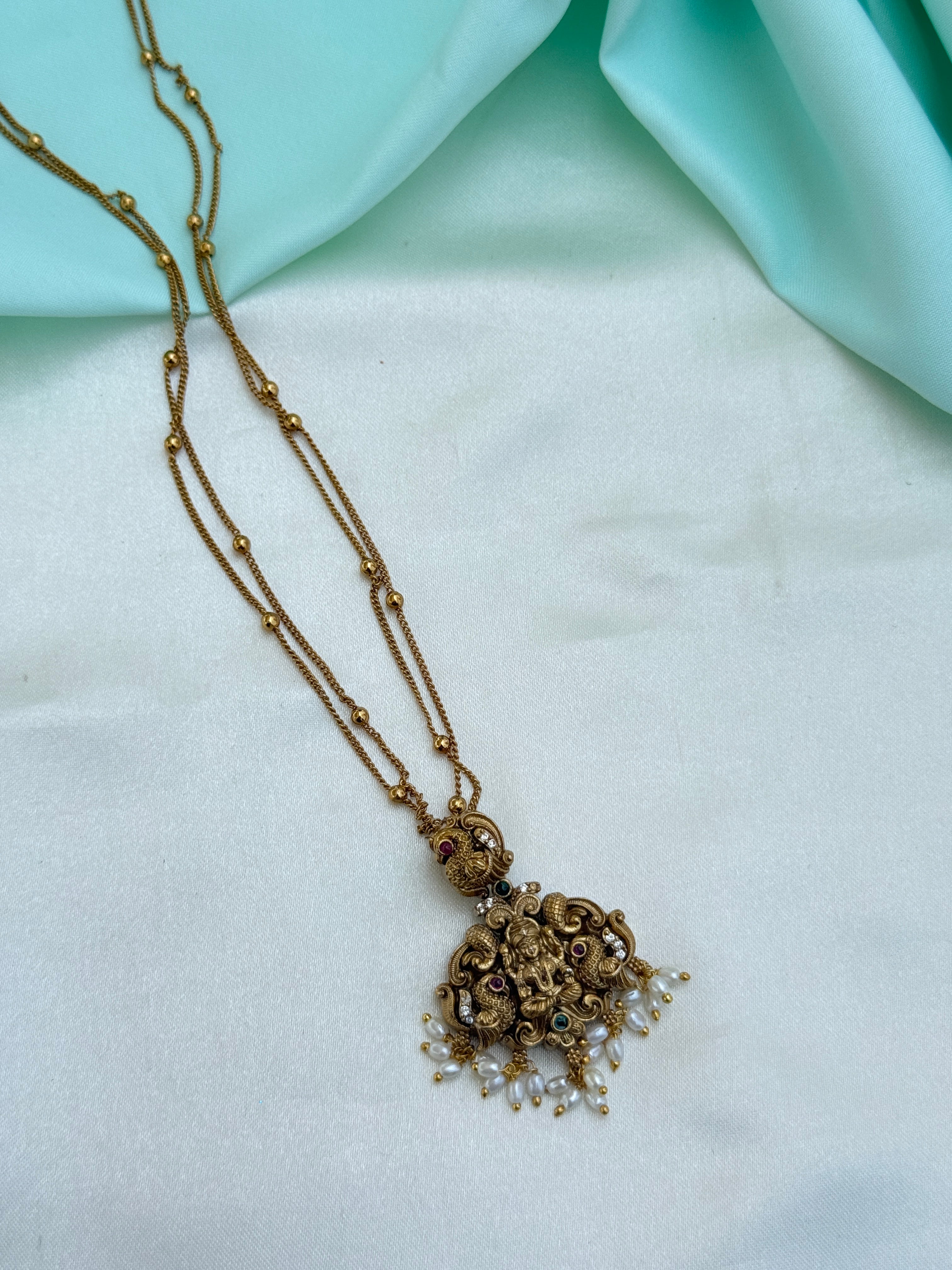 Ns771 dual peacock laksmidevi 2 lines small neckset