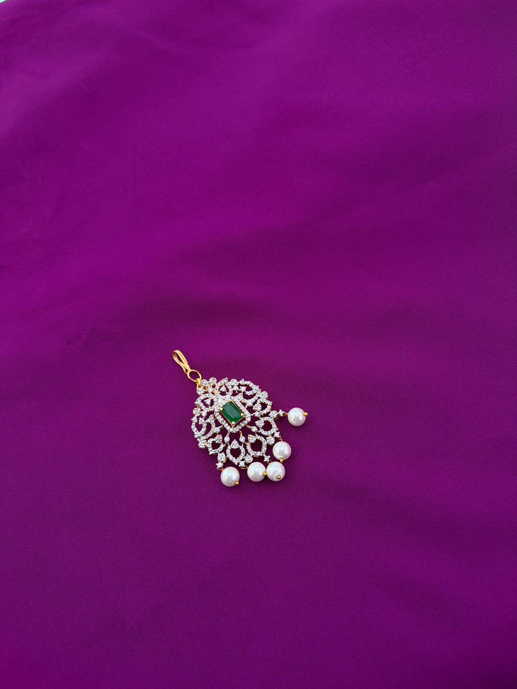 Diamond  finish green stone  tikka Tk764