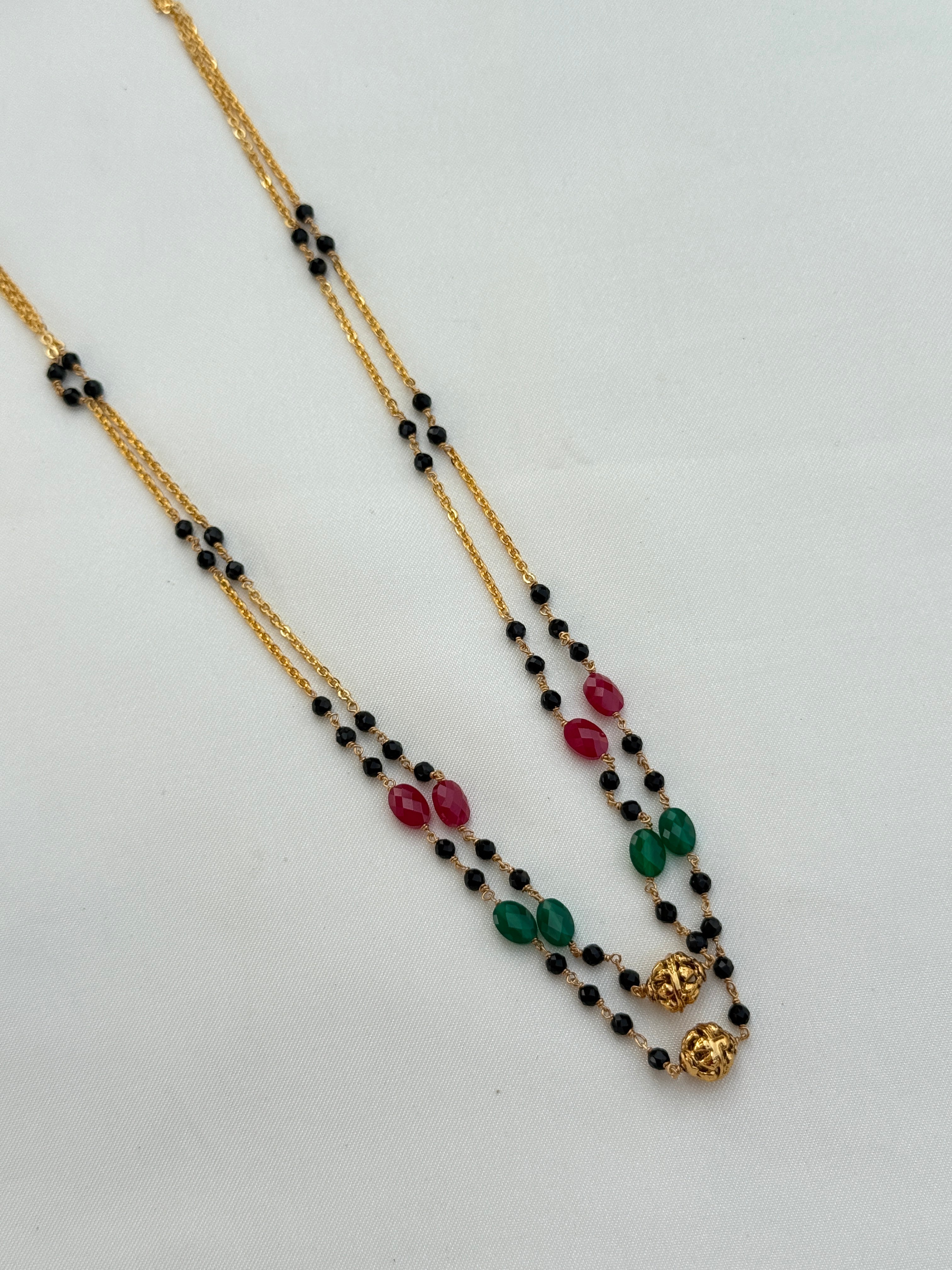 Bb036 2 layers multi short blackbeads