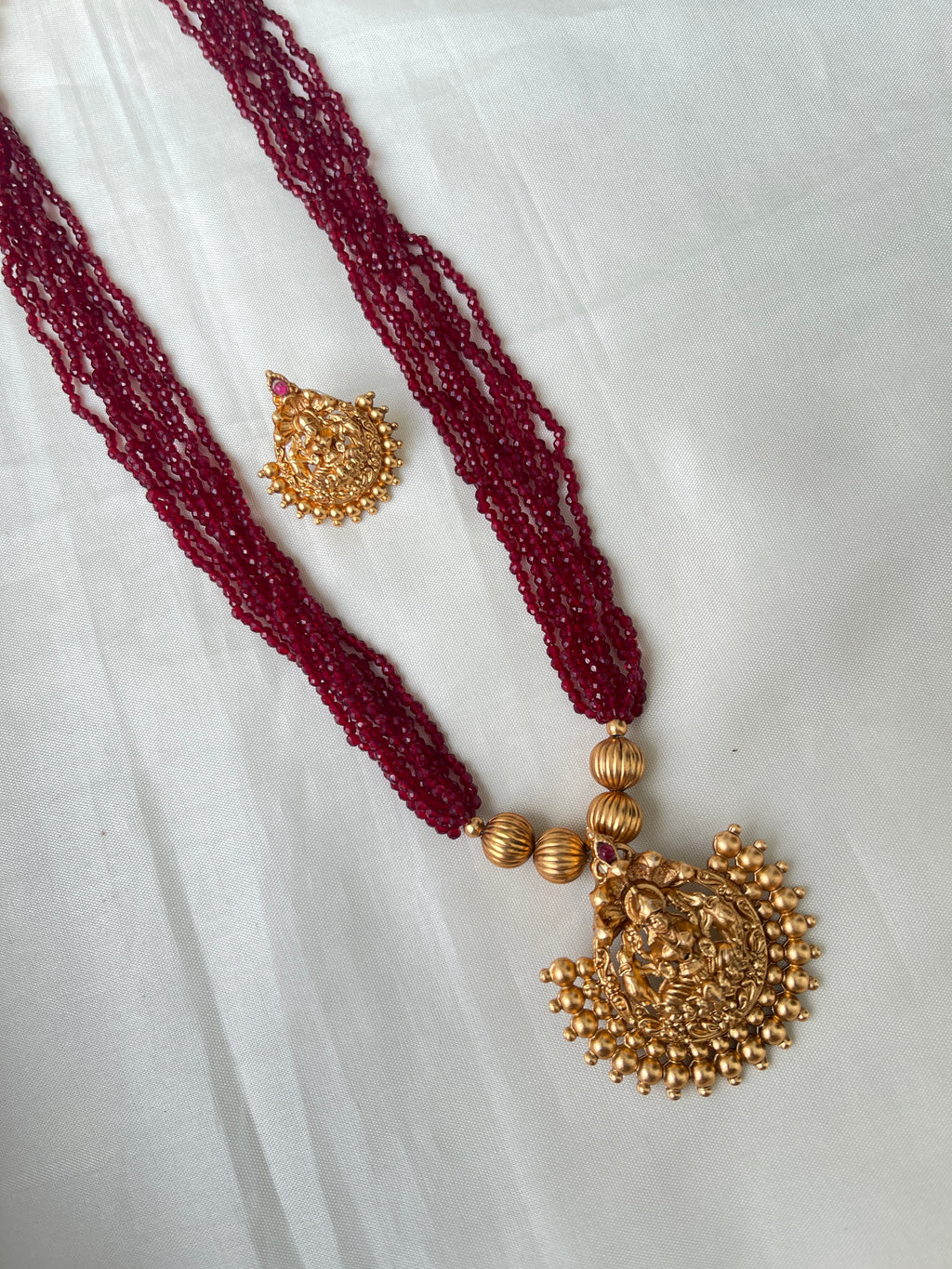 8lines beads chain with pendant and earrings bb500