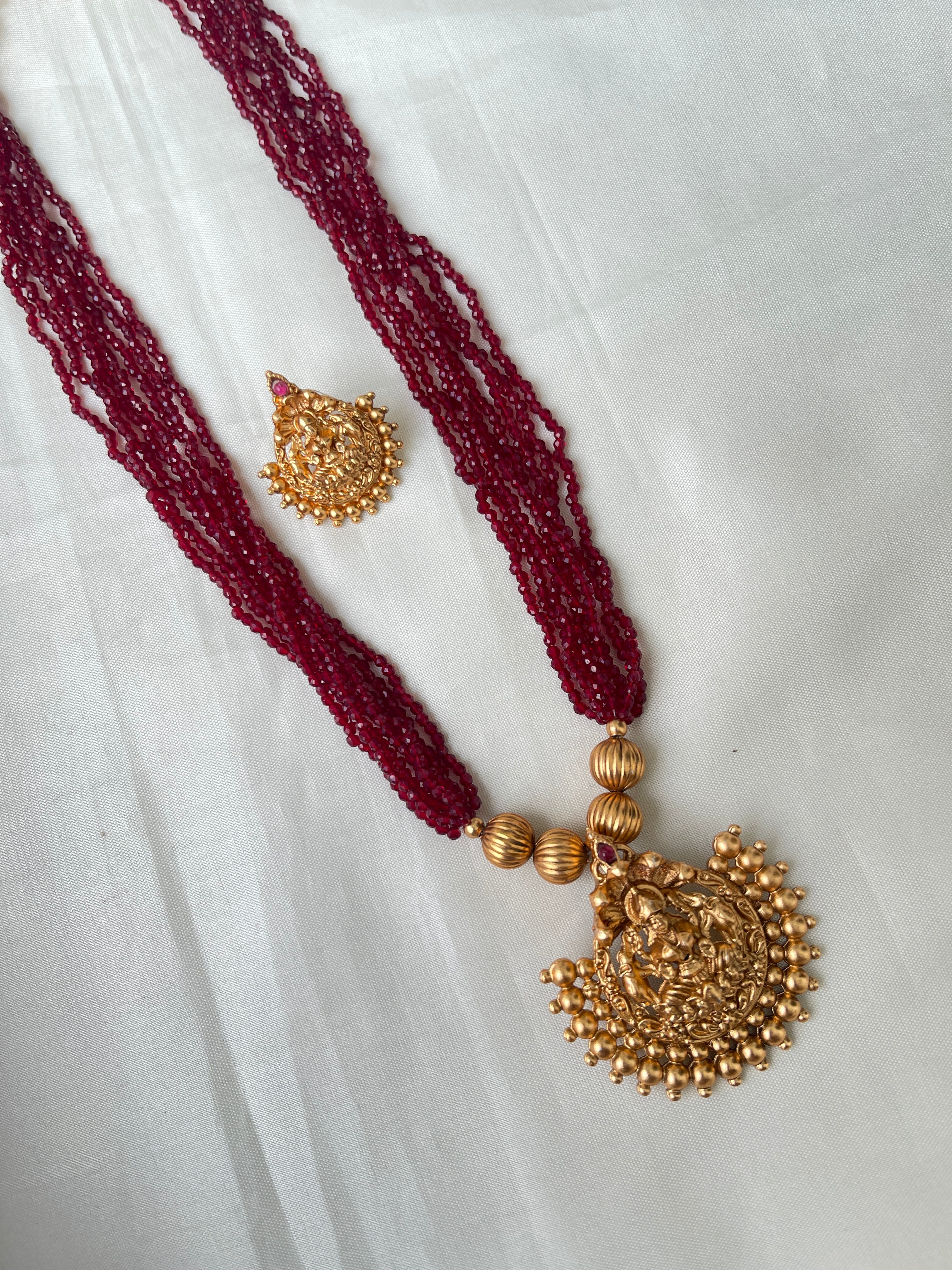 8lines beads chain with pendant and earrings bb500