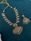 NS330 reversible mango Neckset with uncut Kundan and kemp