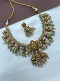 NS644 dual peacock Lakshmi devi nakshi jadau kundan Neckset