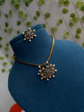 Ns860 green middle flower leaf nano thread removebull pendant 2 in 1 short neckset with studs