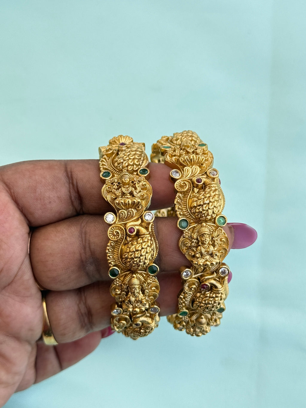 Sb619 lakshmi devi peacock openable kada bangles