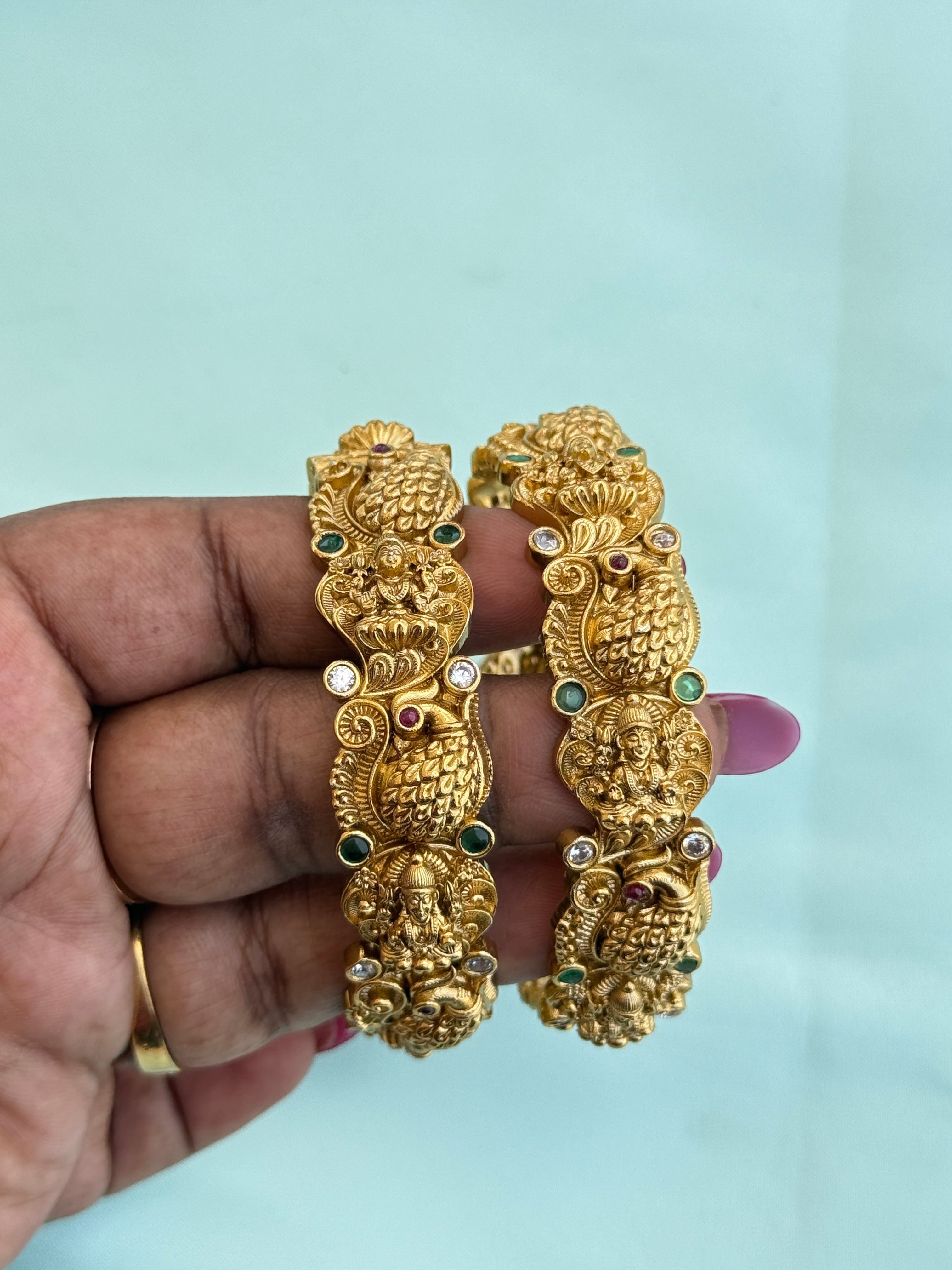 Sb619 lakshmi devi peacock openable kada bangles