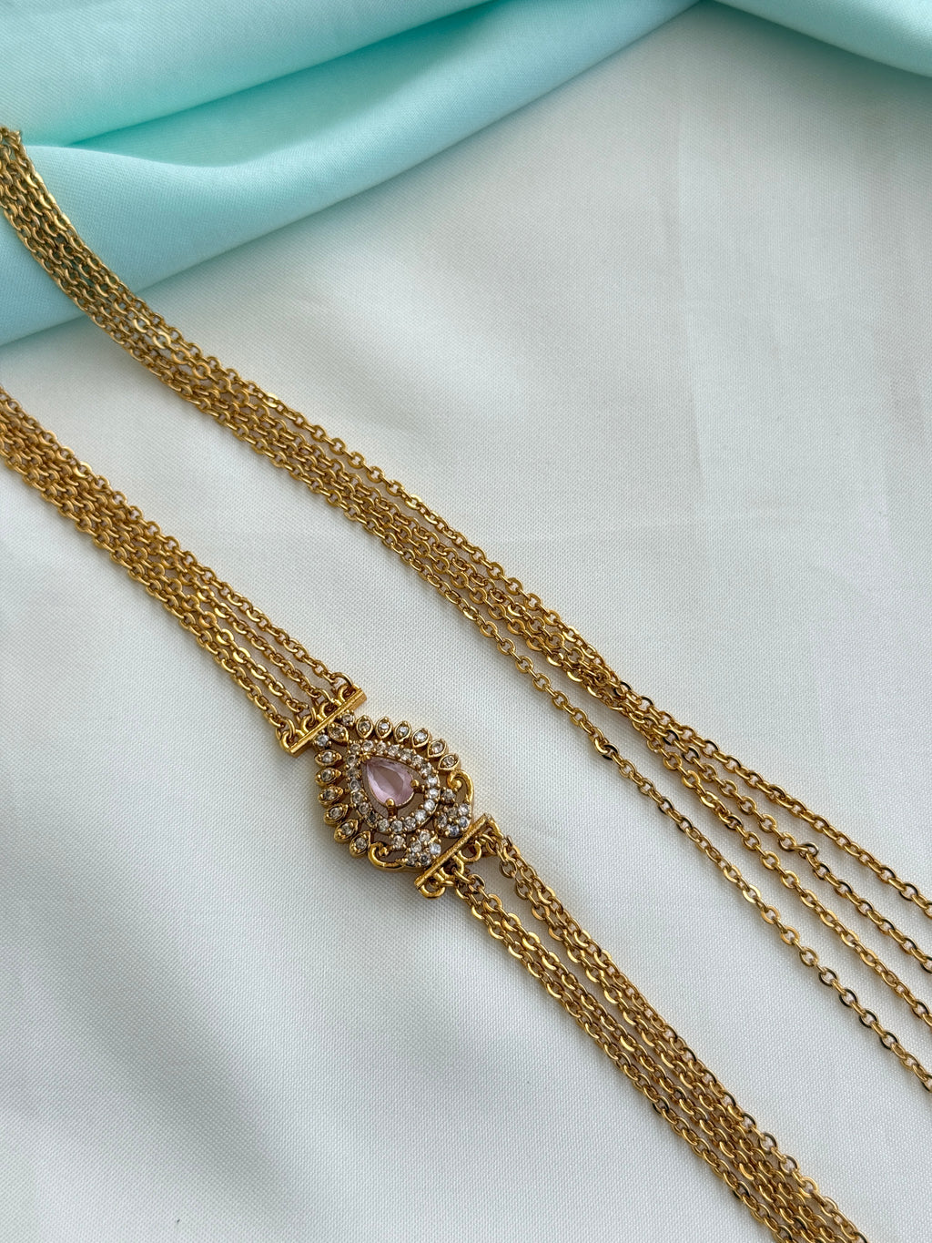 Ch5090 Chandraharam with side pendent 4layers in 24inches