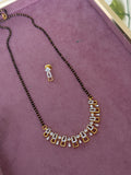 Single line diamond finish pendant with studs 20 inches black beads bb336