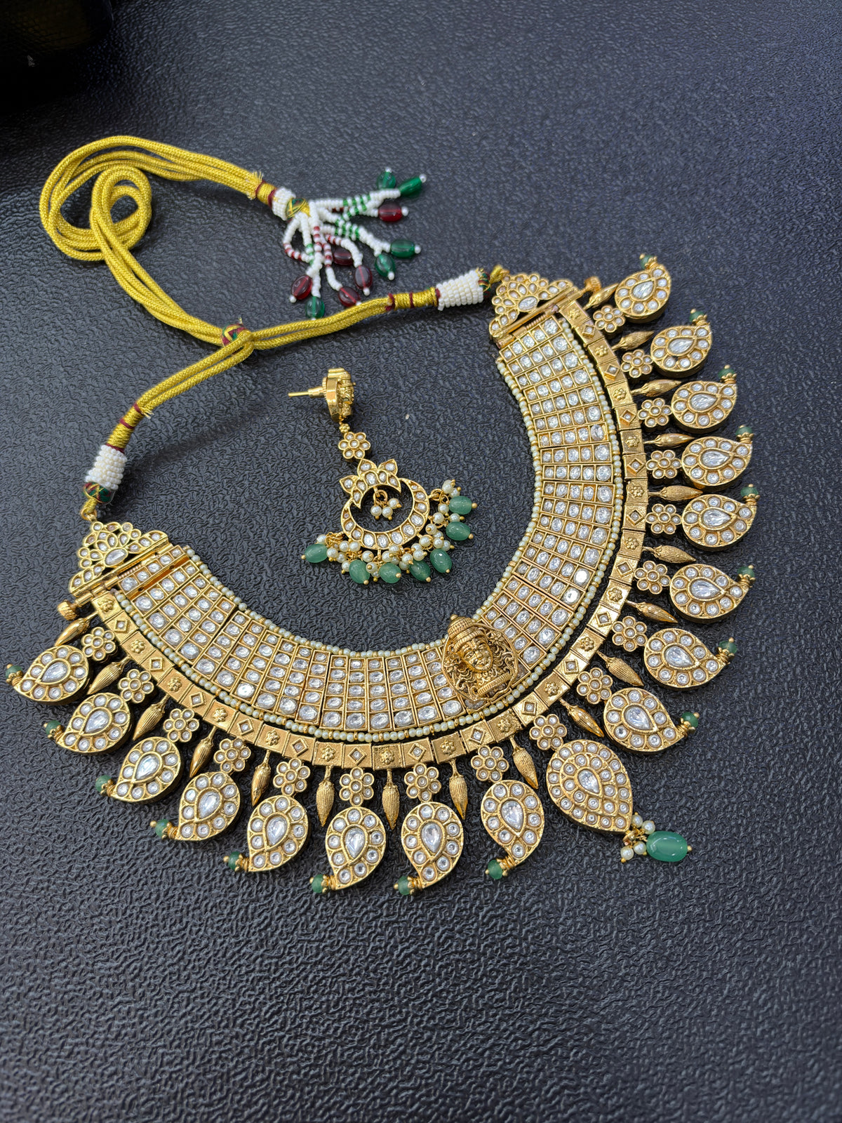 Ns4001 jadau kundan gold replica heavy neckset can be used in 19 ways