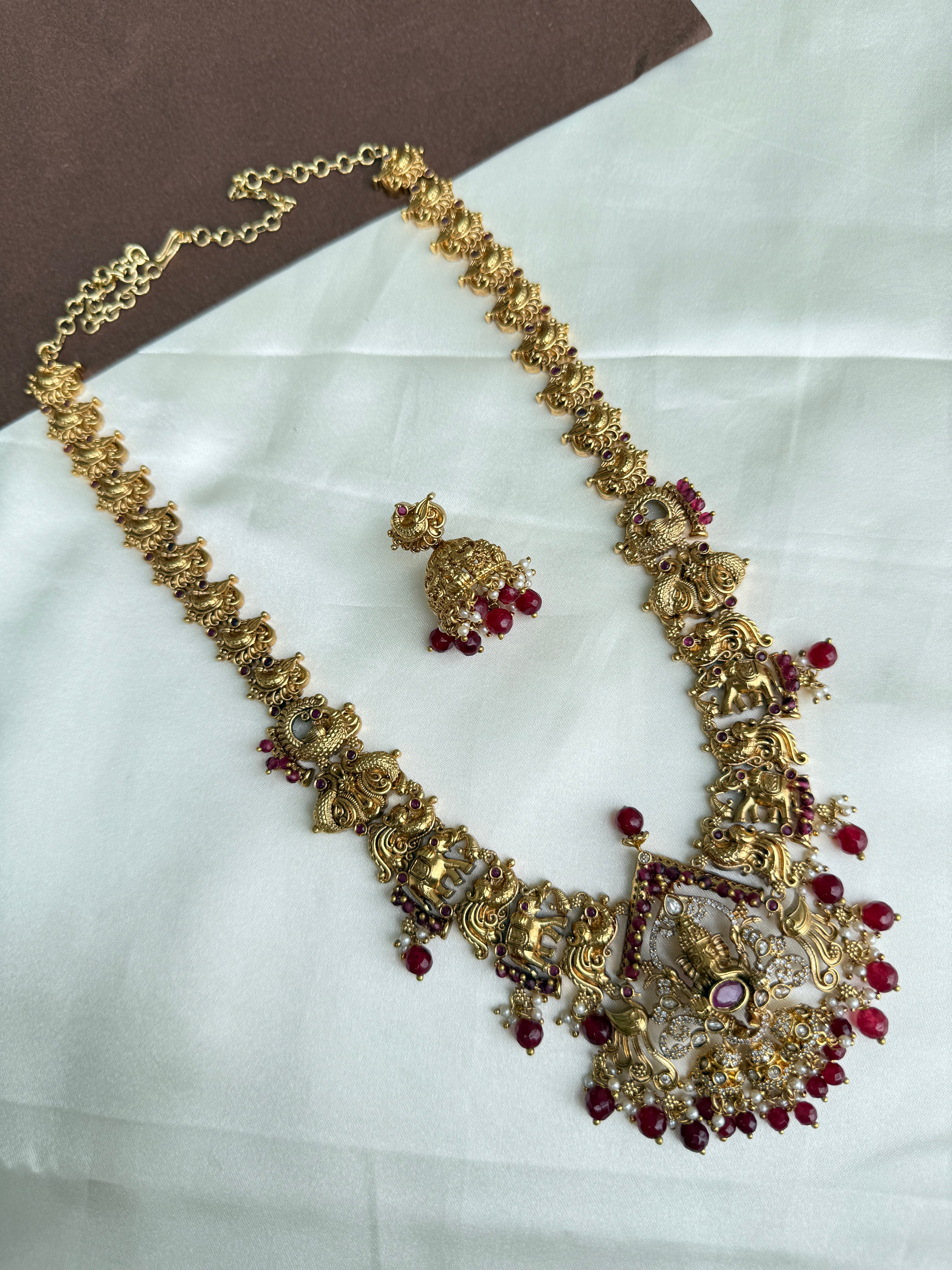 Lh2028 lord Ganesha Ruby long haram