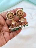 Kemp pearl butta with green beads earrings er920