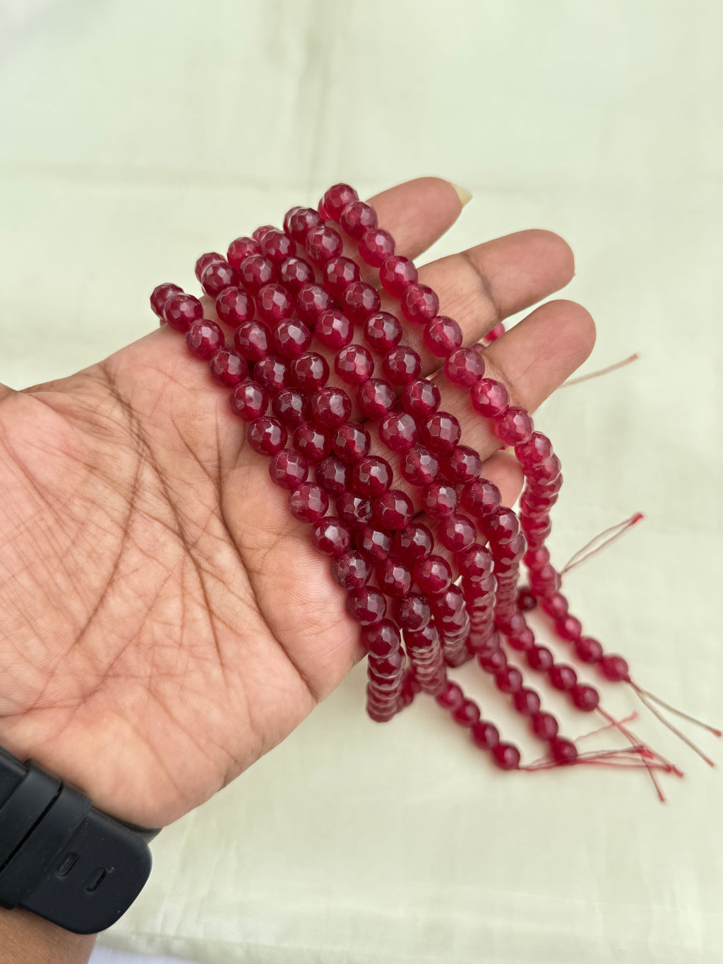 Rb001 onex beads in ruby and green..! Single line(250/-)