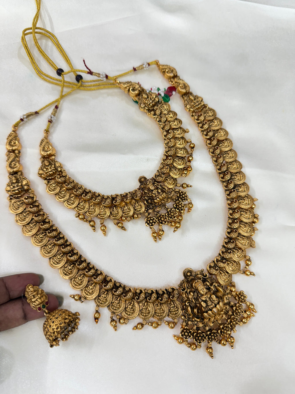 Bs101 Lakshmi Devi kasu bridal set short neckset and long haram