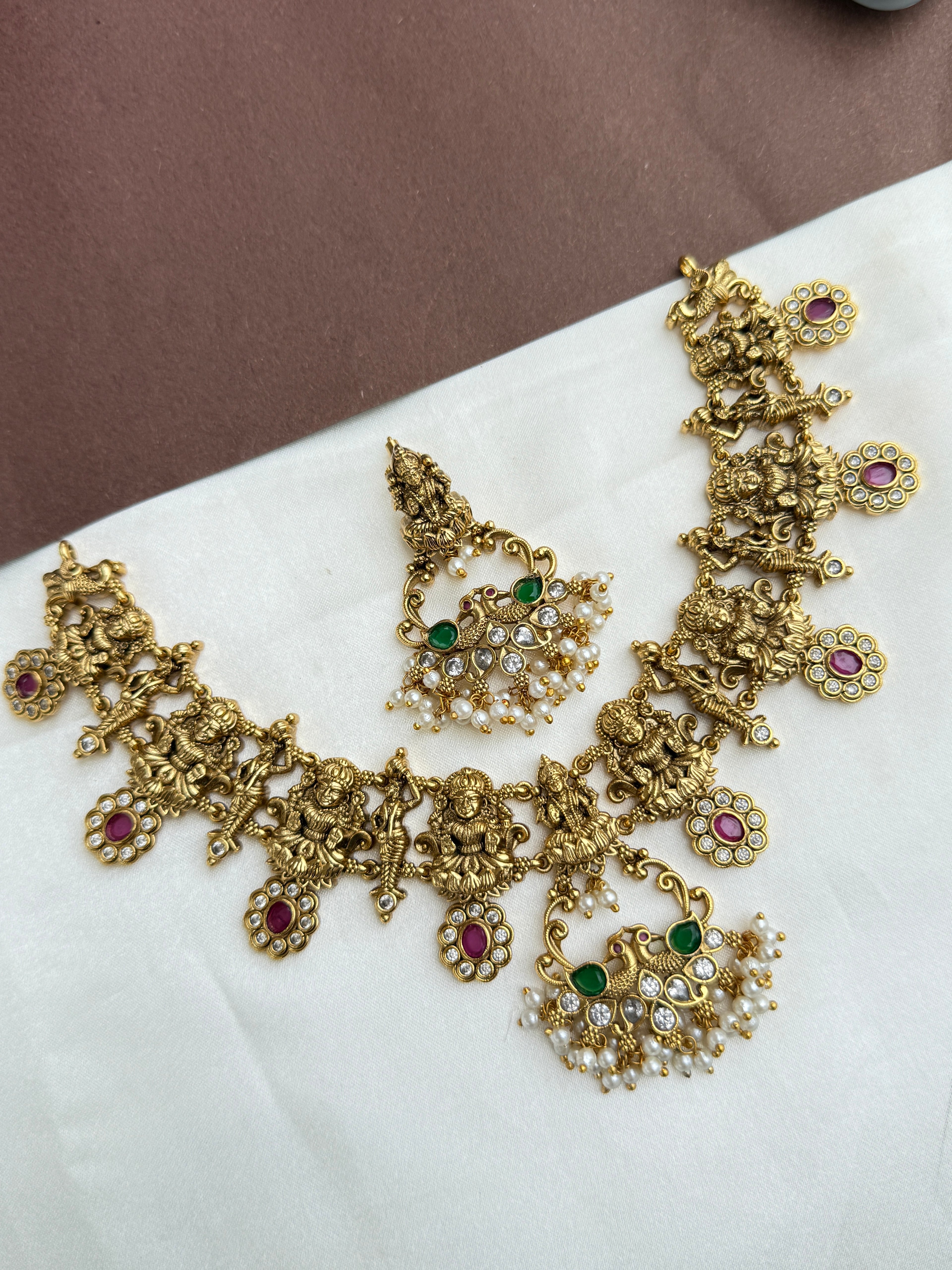 Ns400 nakshi Lakshmi Devi guttapusalu neckset