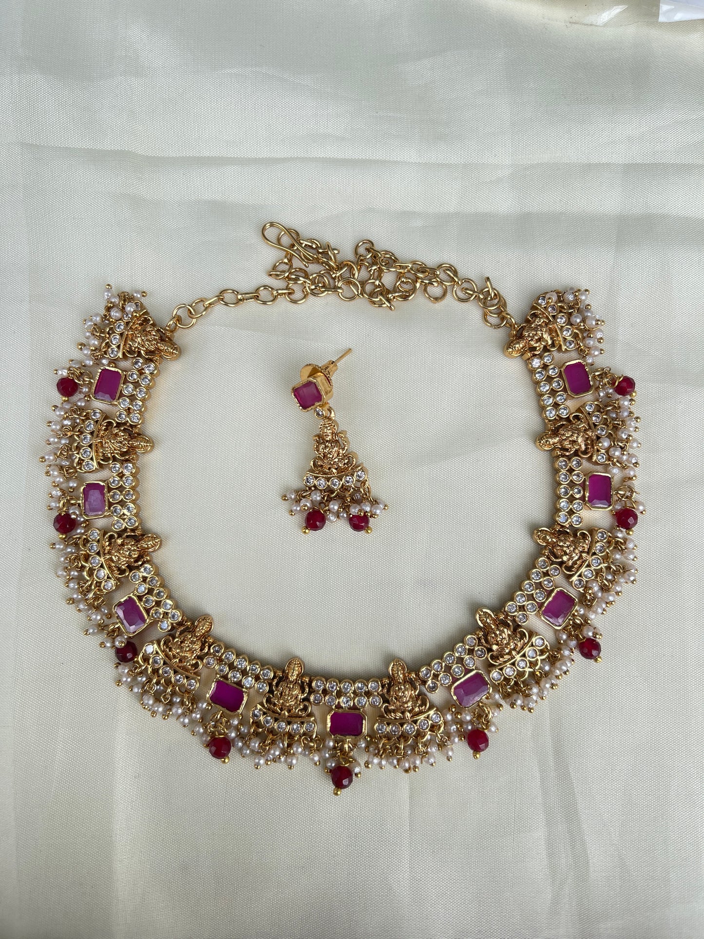 Ruby Lakshmi Devi cz neckset