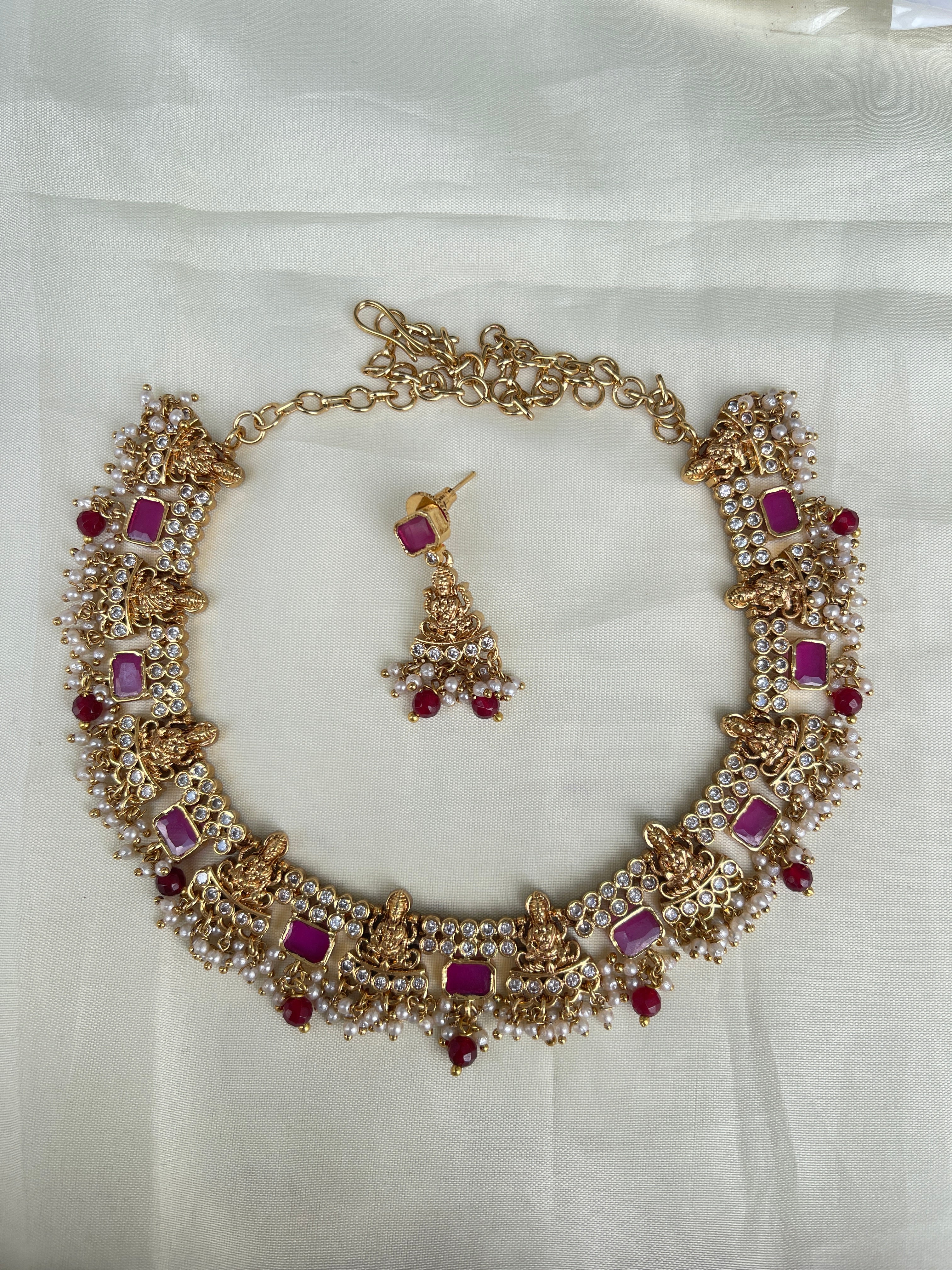 Ruby Lakshmi Devi cz neckset