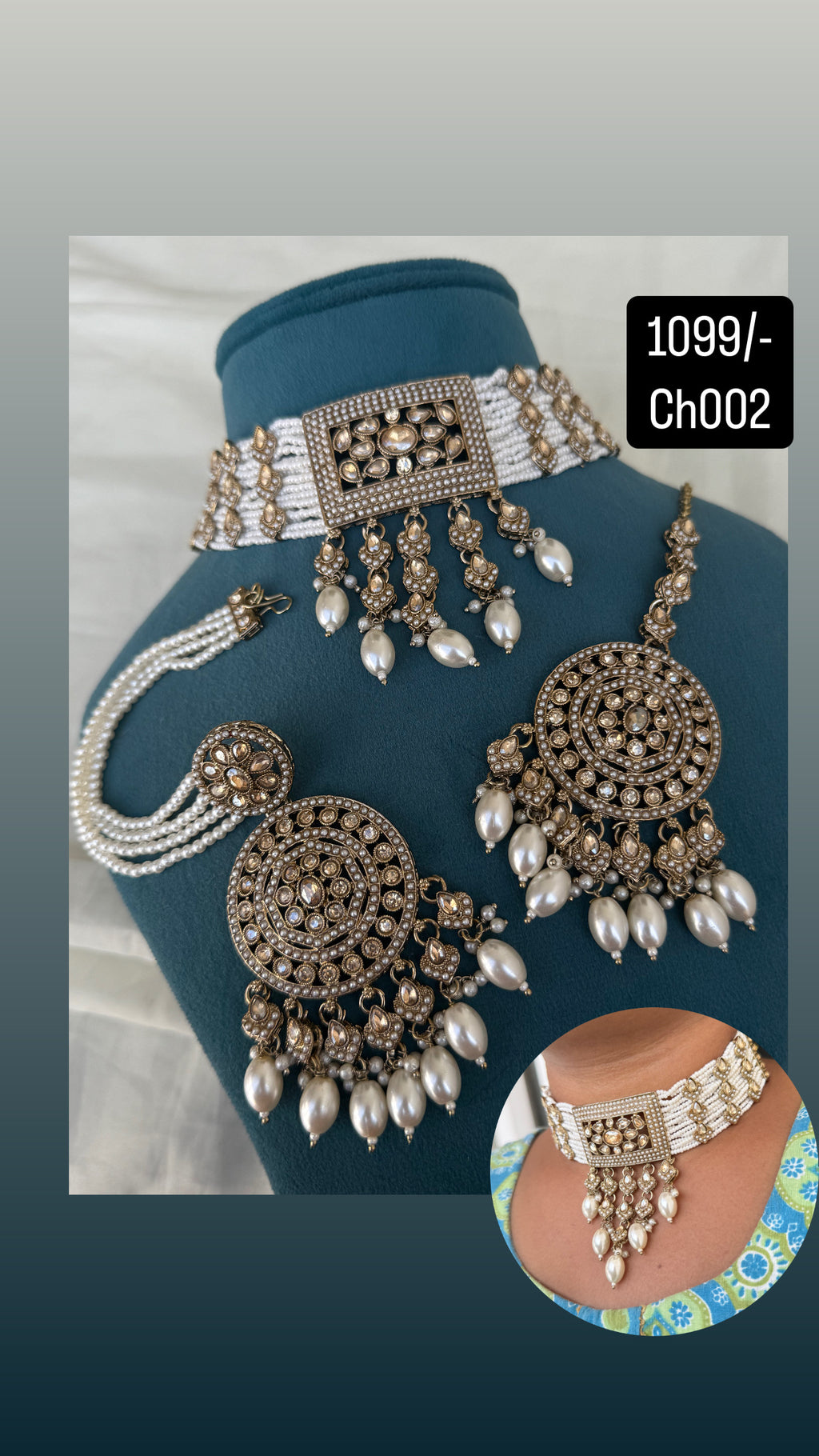 Ch002 pearl choker with tikka and earrings