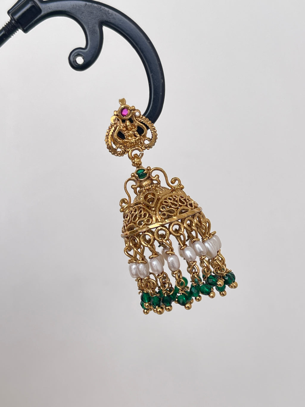 Lakshmi Devi green pearl butta