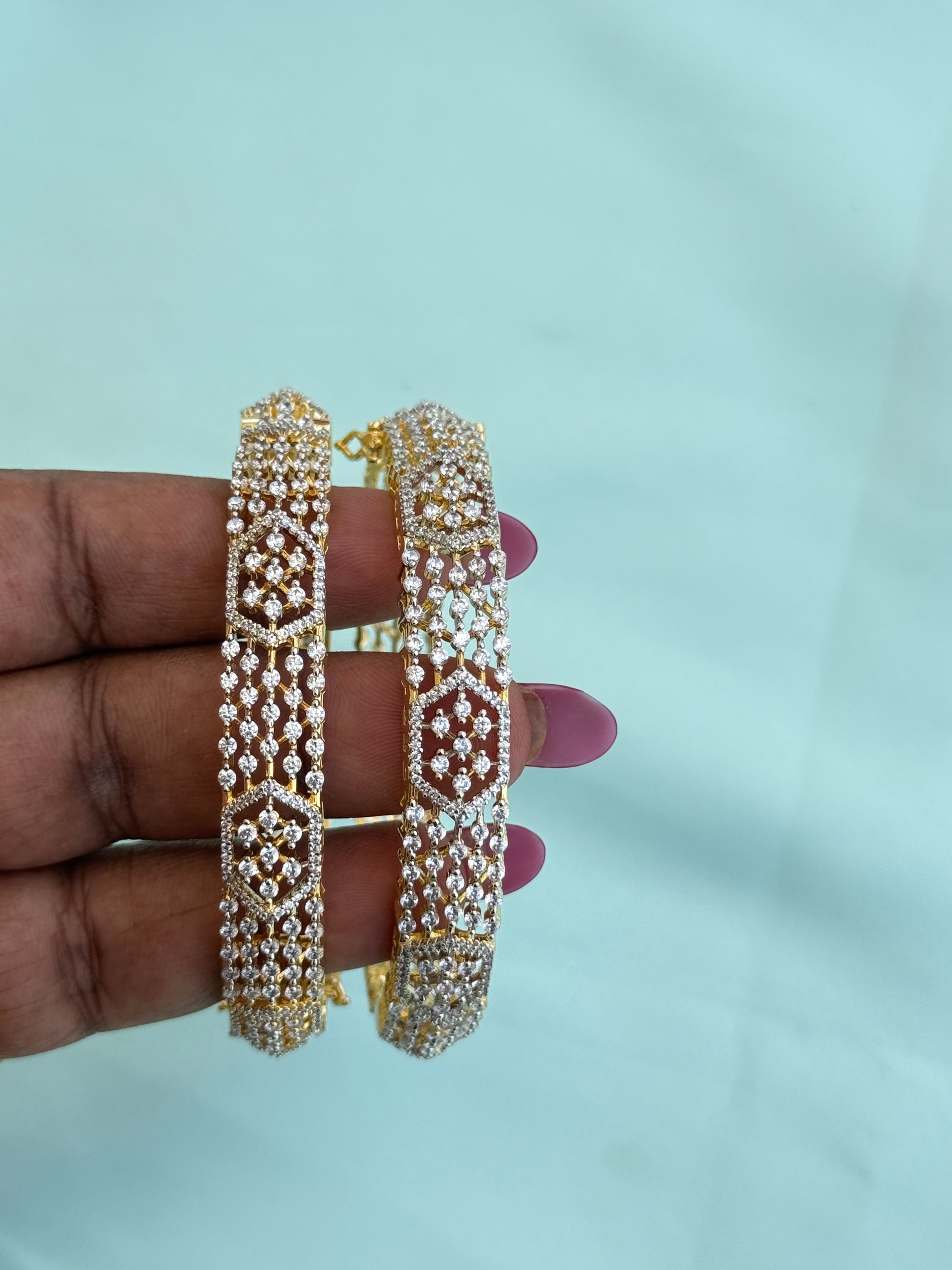 Sb624 openable diamond finish bangles