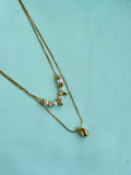 DC098 anti tarnish pearls gold 2 layer's 18inches adjustable daliy wear chains