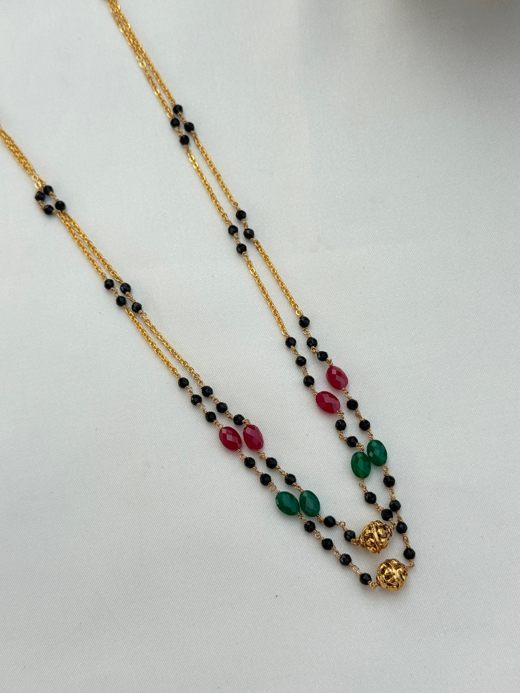 Bb036 2 layers multi short blackbeads