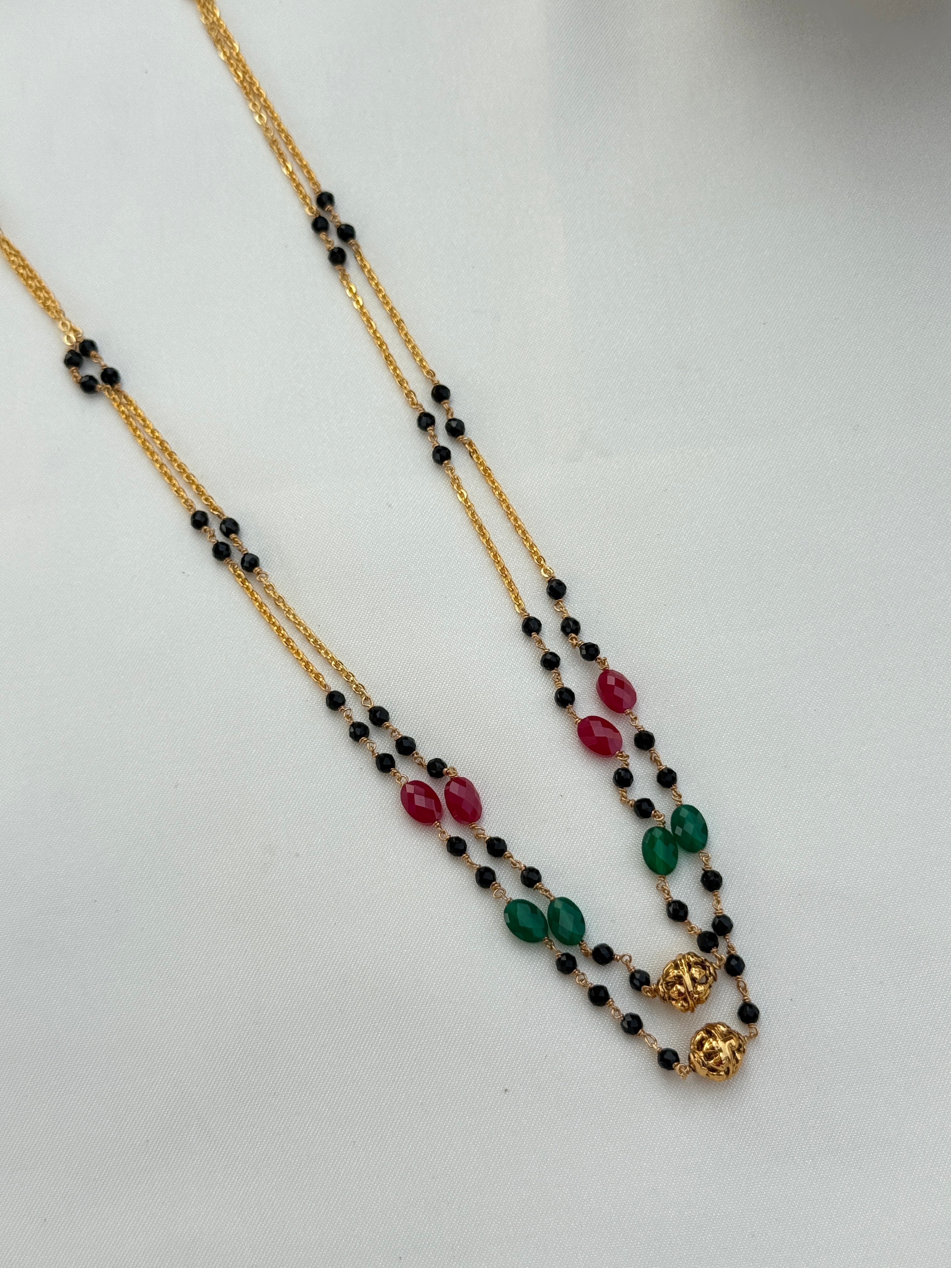 Bb036 2 layers multi short blackbeads