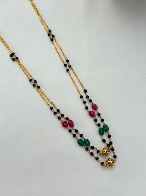 Bb036 2 layers multi short blackbeads