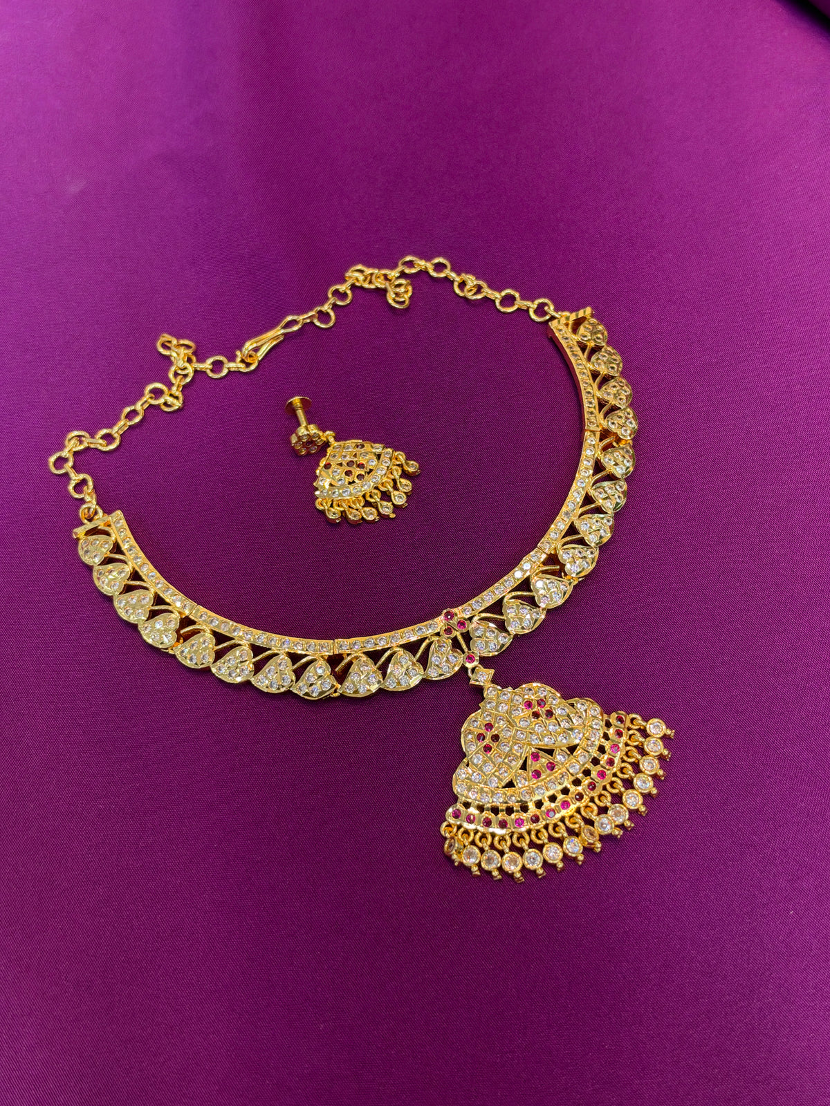 Ph905 panchaloham kante neckset with chandbali back screw earrings