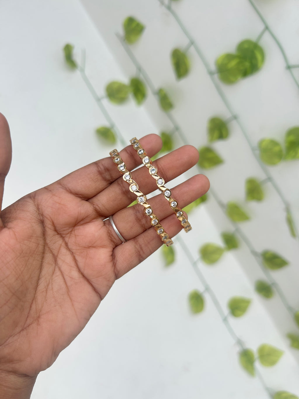 Unique panchaloham white stone bangles ph625