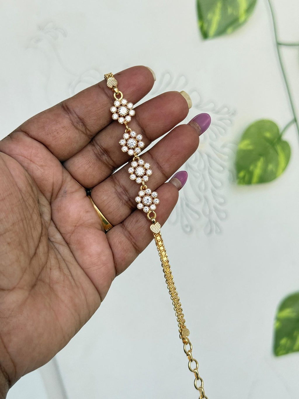 Br539 panchaloham flowers adjustable bracelet