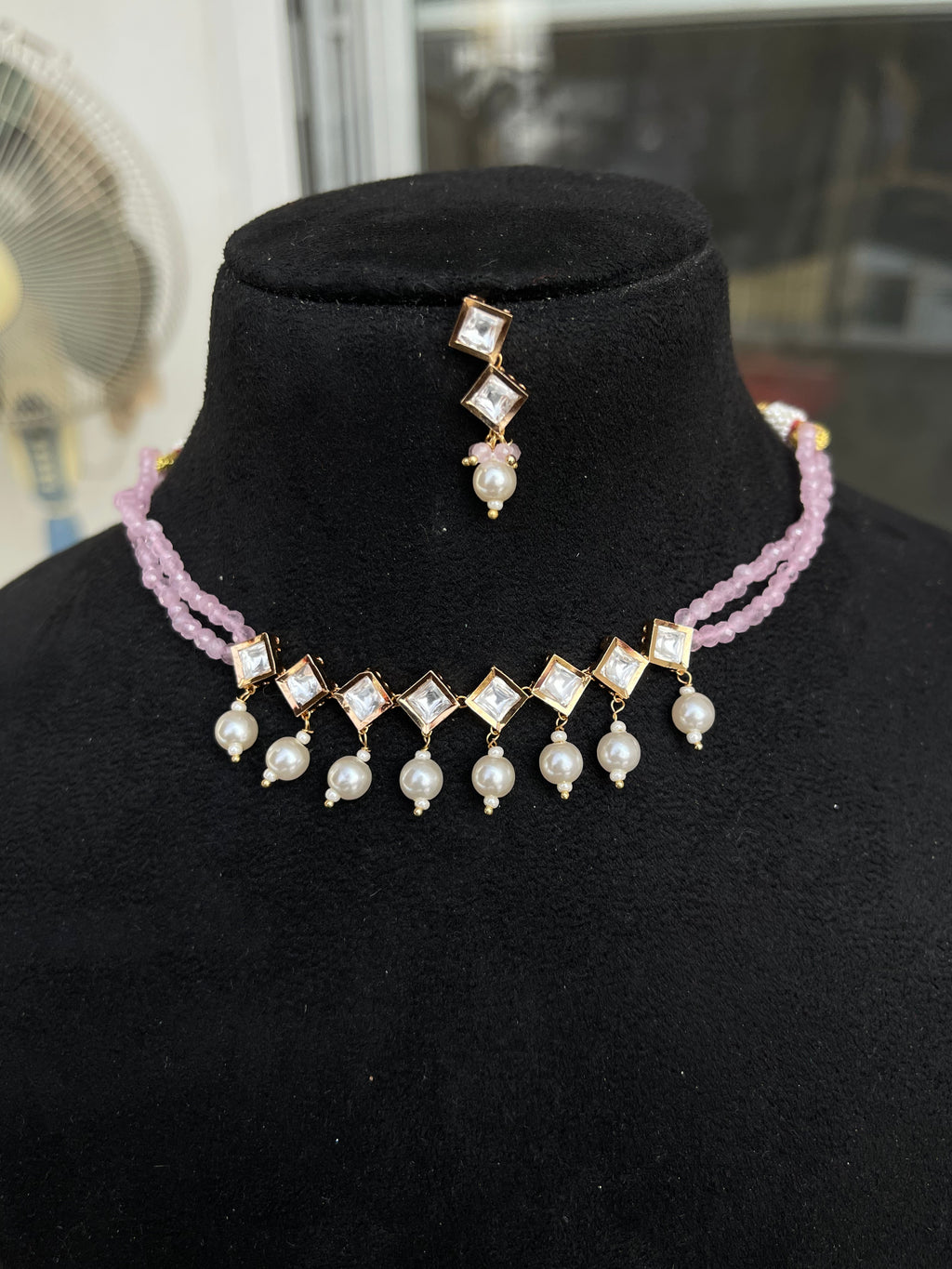 2lines beads Kundan choker