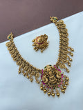 NS627 nakshi jadau kundan peacock lakshmi devi Neckset with gold balls