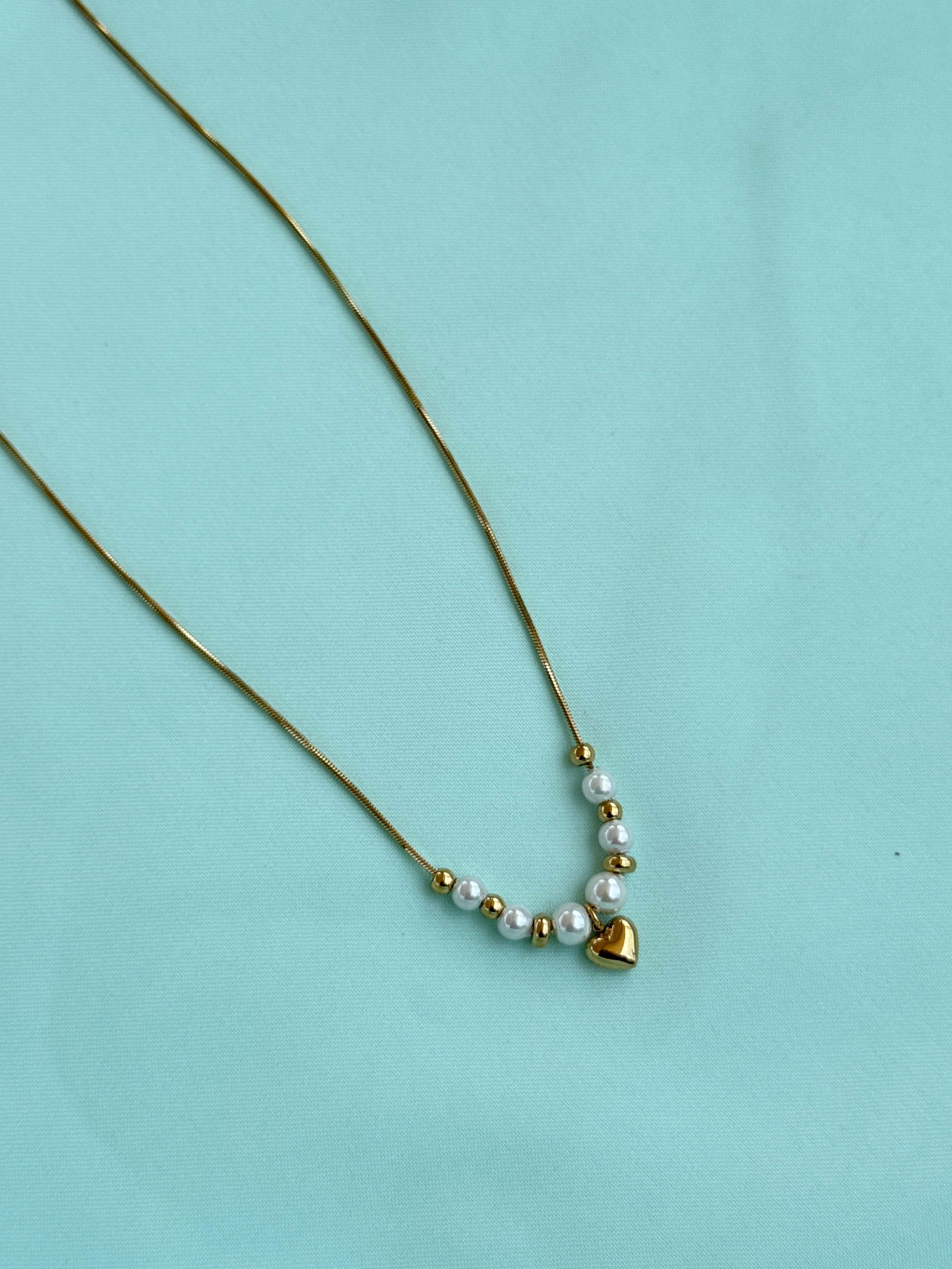 Dc987 anti tarnish pearl heart 18inches adjustable daliy wear chains