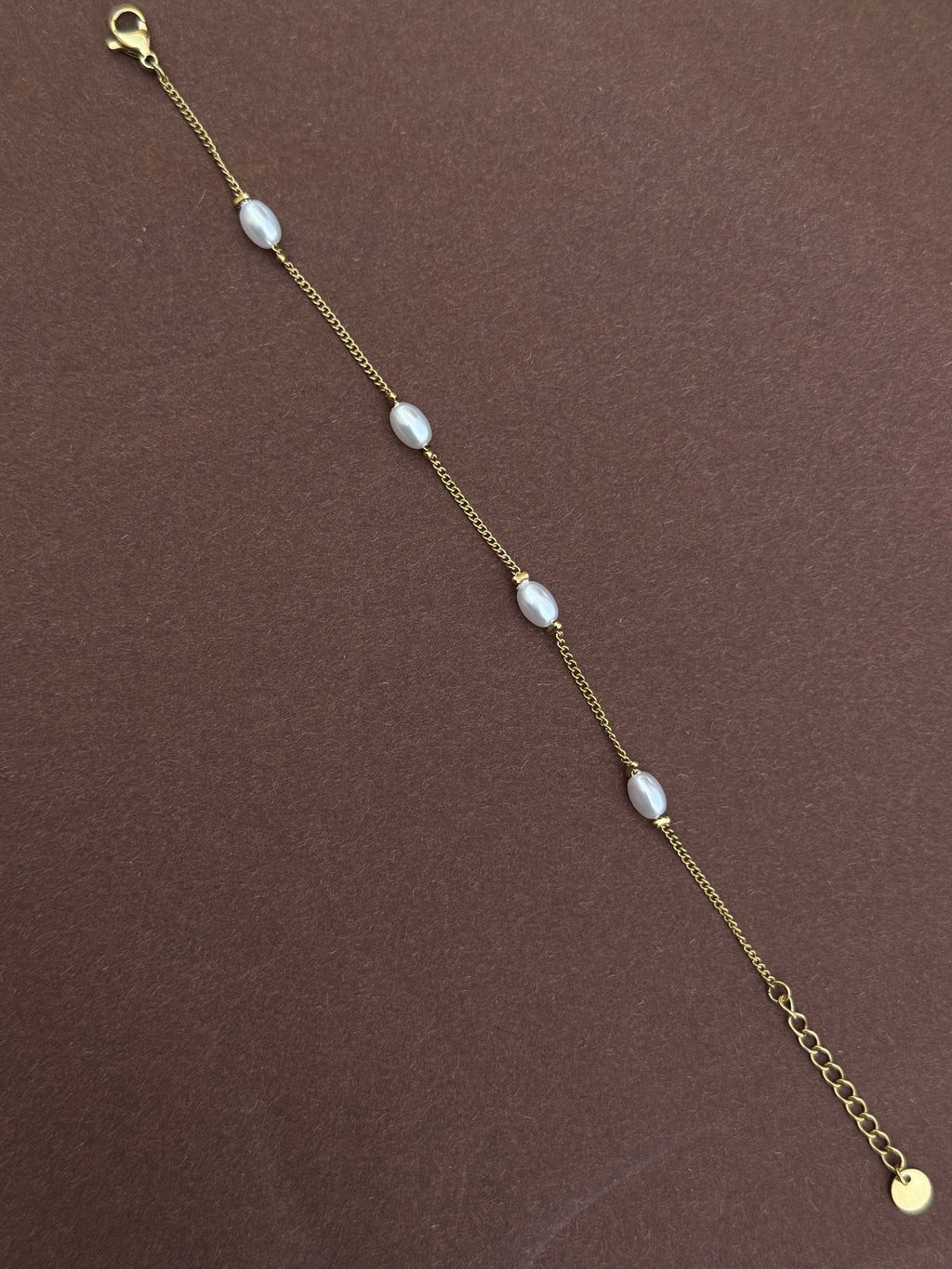 Ab559 anti tarnish pearl 8 inches chain bracelet