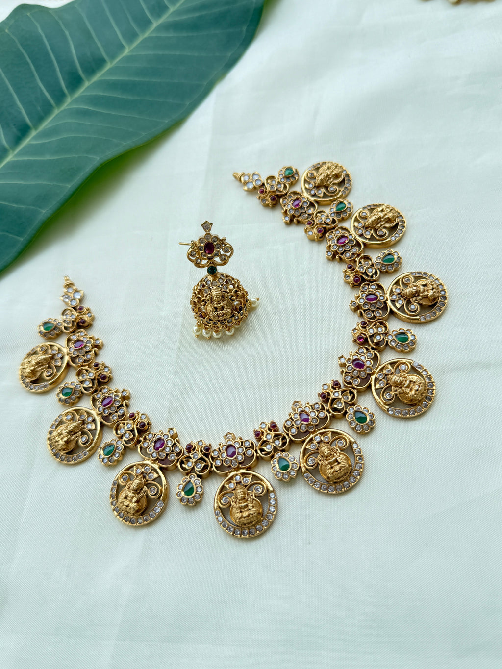 Ns257 multi Lakshmi Devi kasu neckset