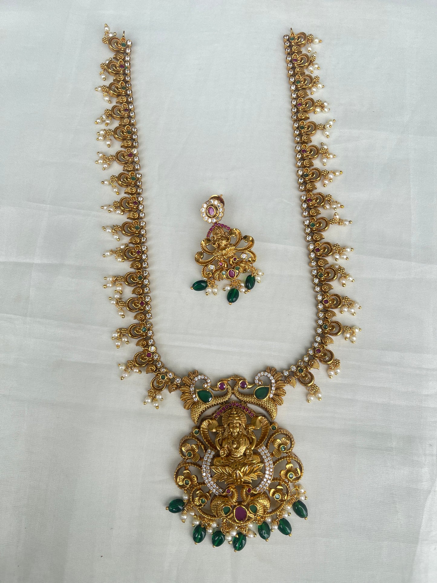 Lh1582 Lakshmi Devi haram with green beads