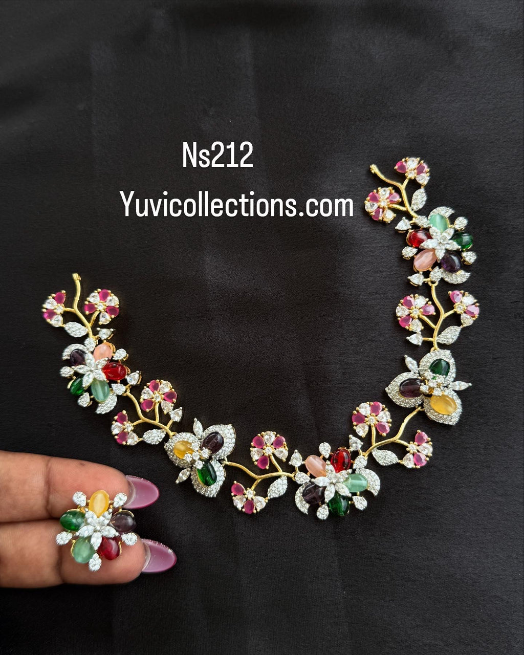 Ns212 multi flower zircon neckset with earrings