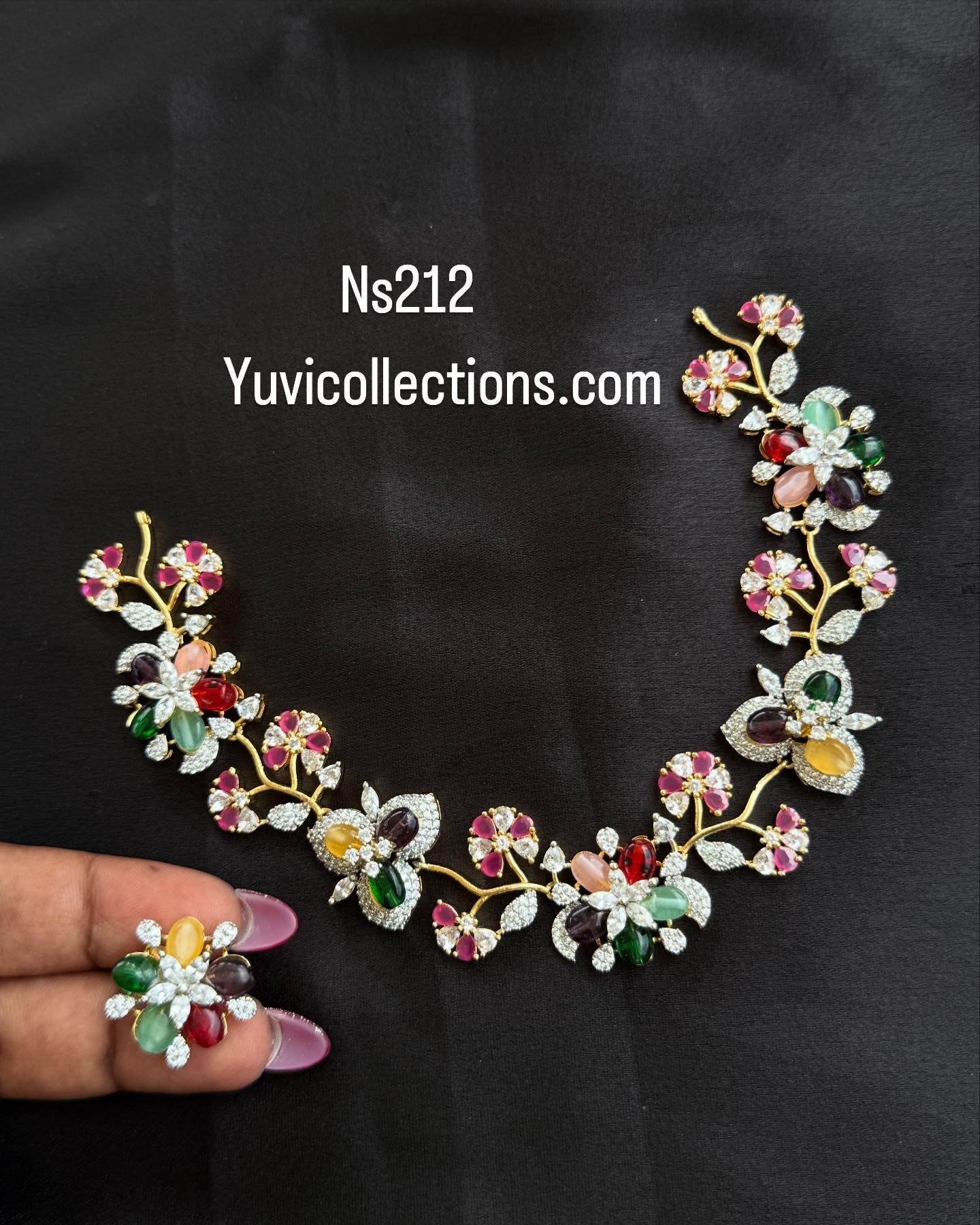 Ns212 multi flower zircon neckset with earrings