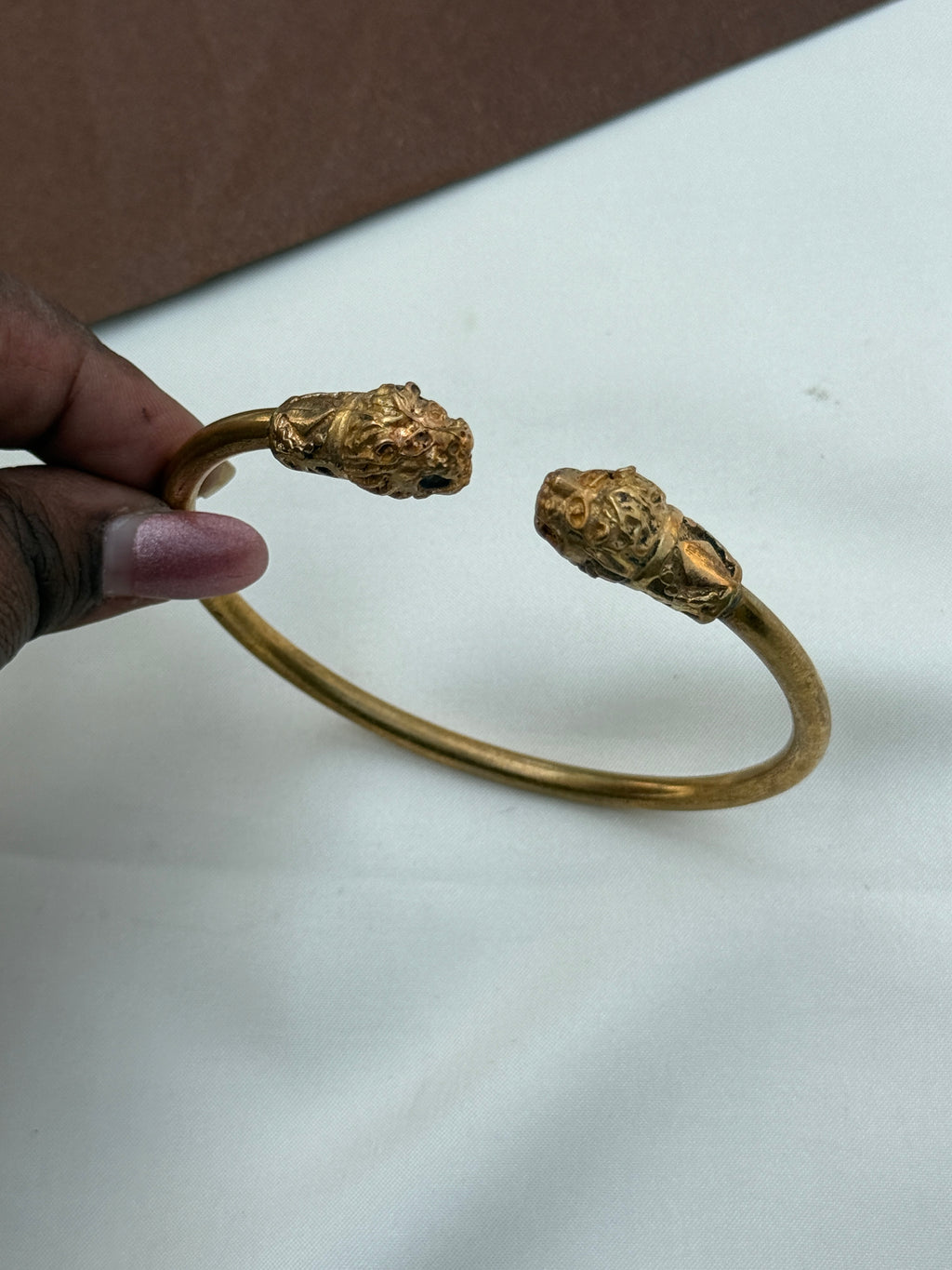 Ph305 panchaloham  unpolished lion kada with adjustable(2-14 size)